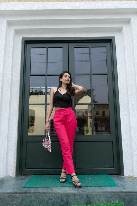 Magenta Cotton Pants