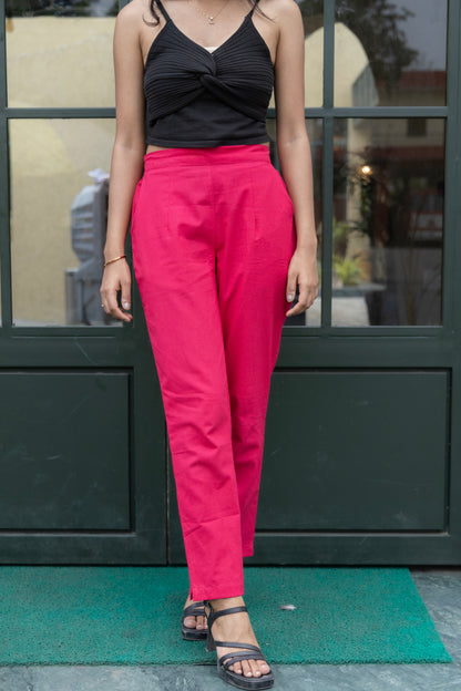 Magenta Cotton Pants