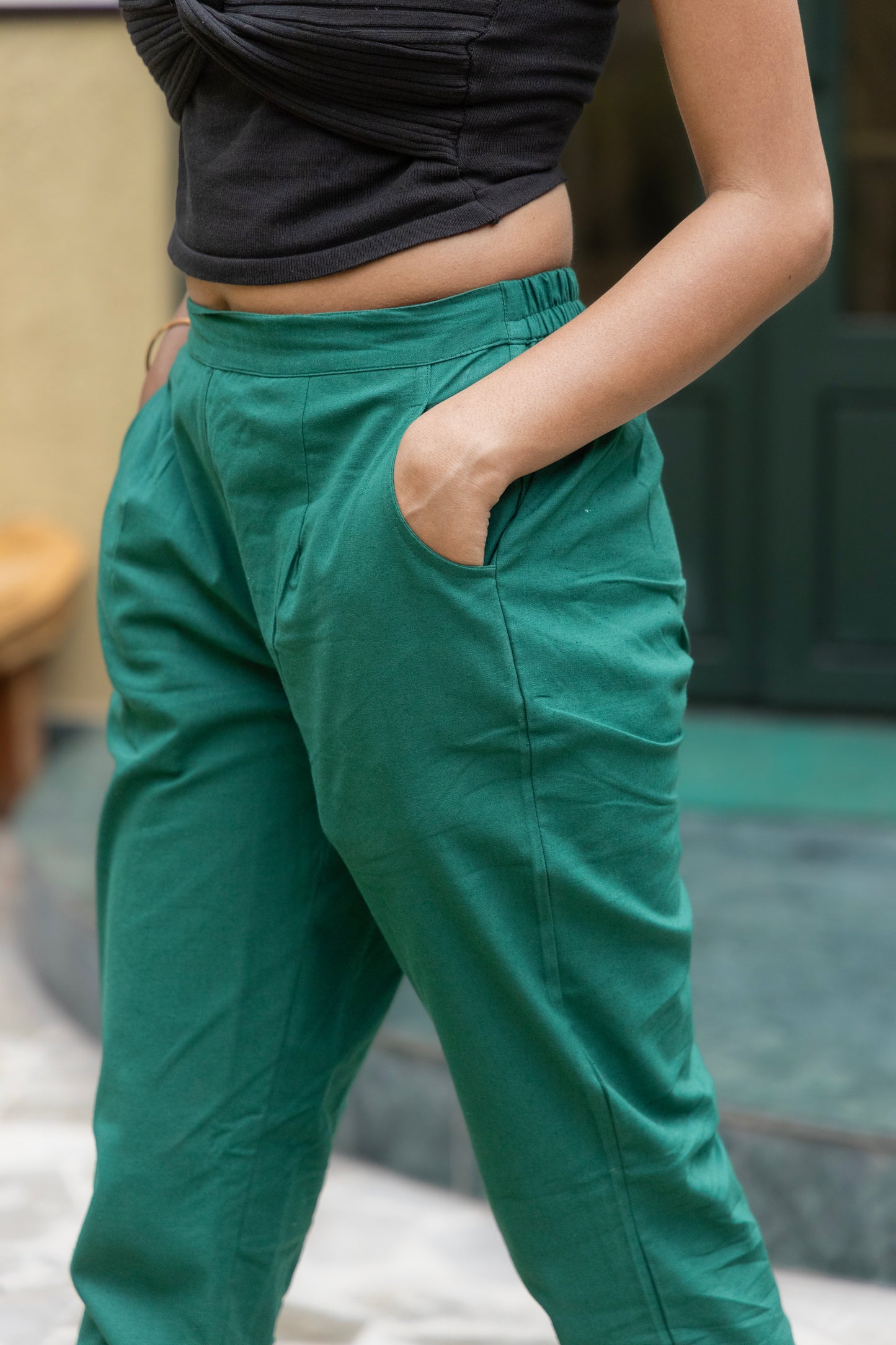 Bottle Green Cotton Pant