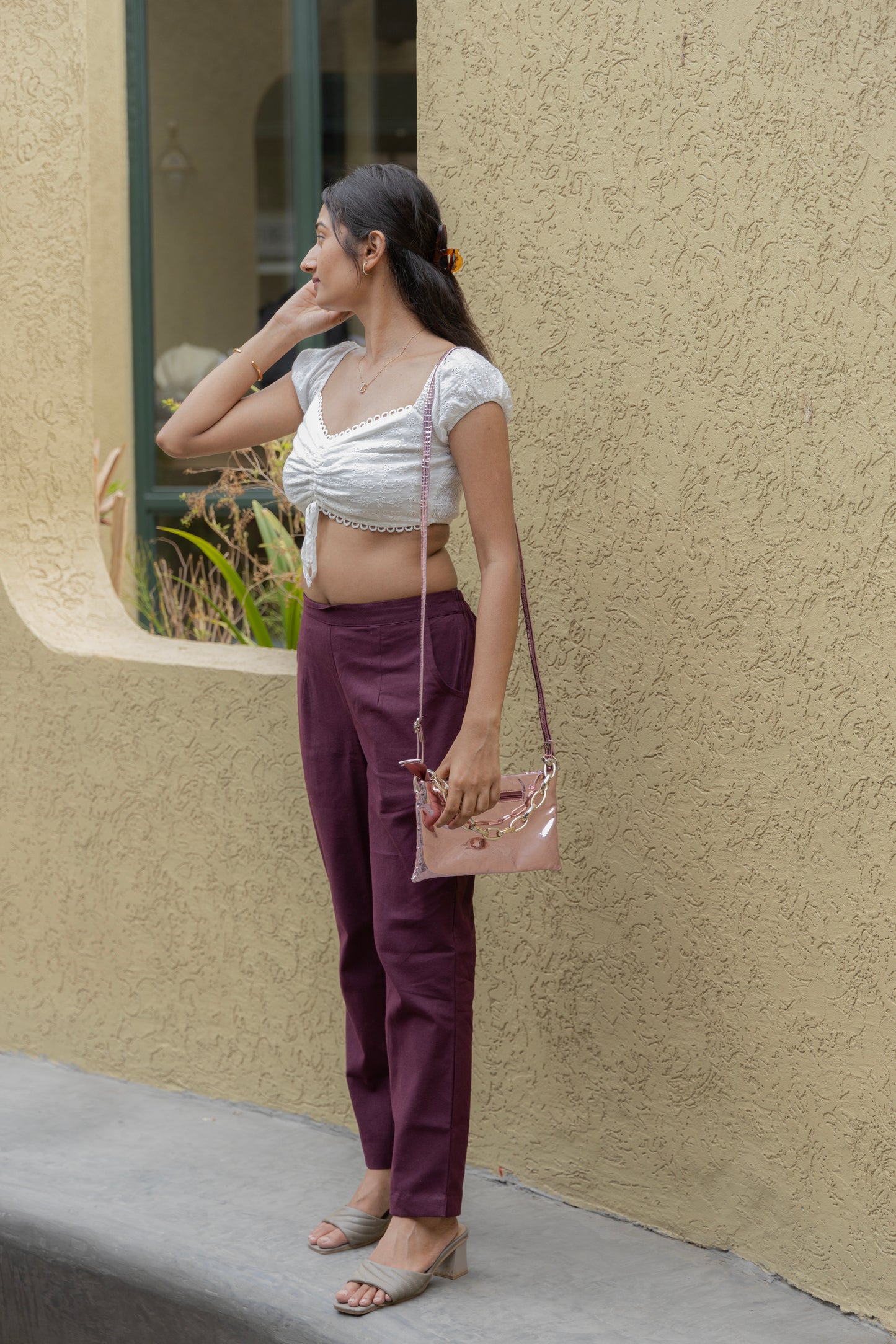 Wine Cotton Pants