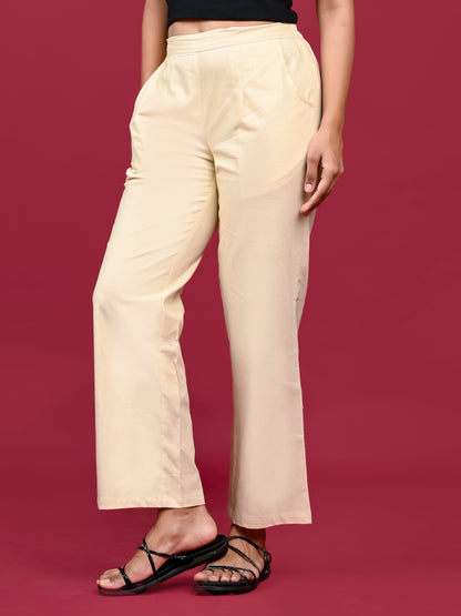 Beige Wide Leg Pants