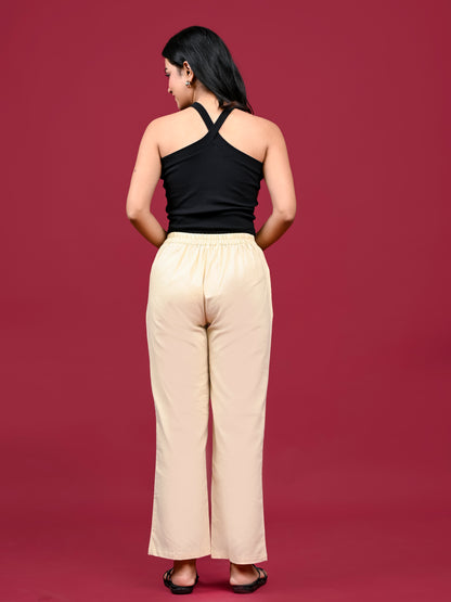 Beige Wide Leg Pants