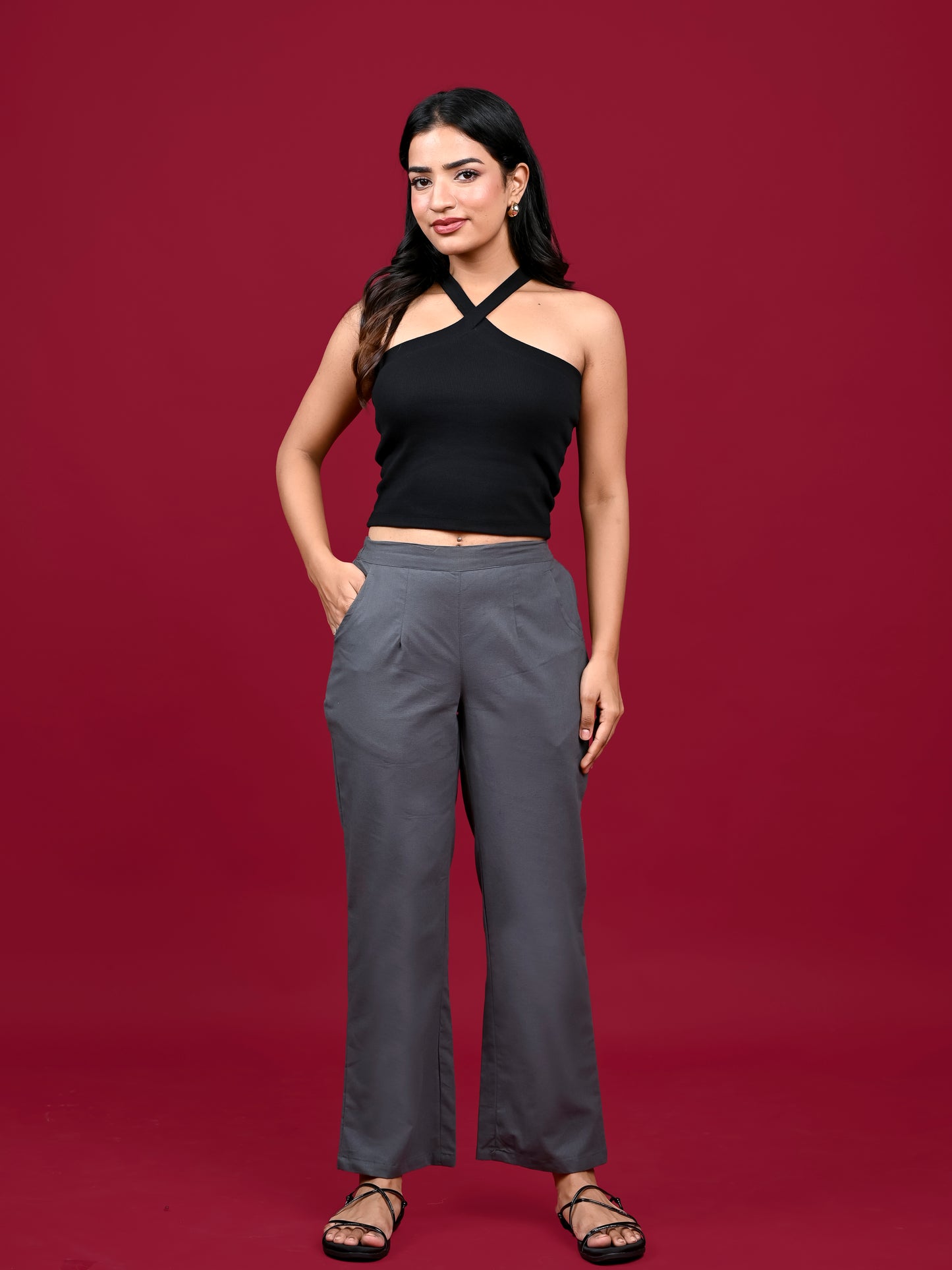 Grey Wide Leg Pants