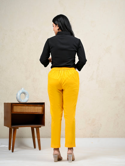 Yellow Office Formal Pants