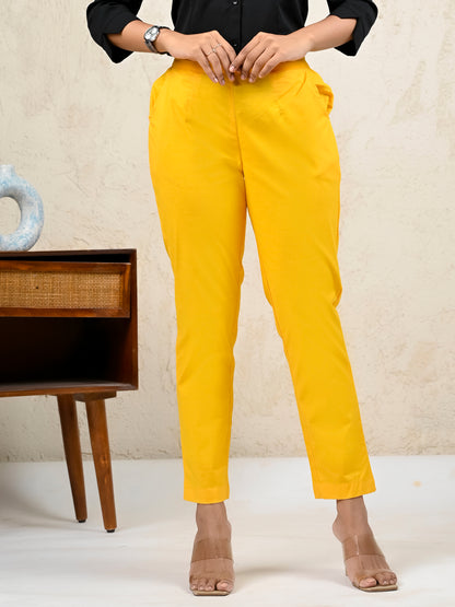 Yellow Office Formal Pants