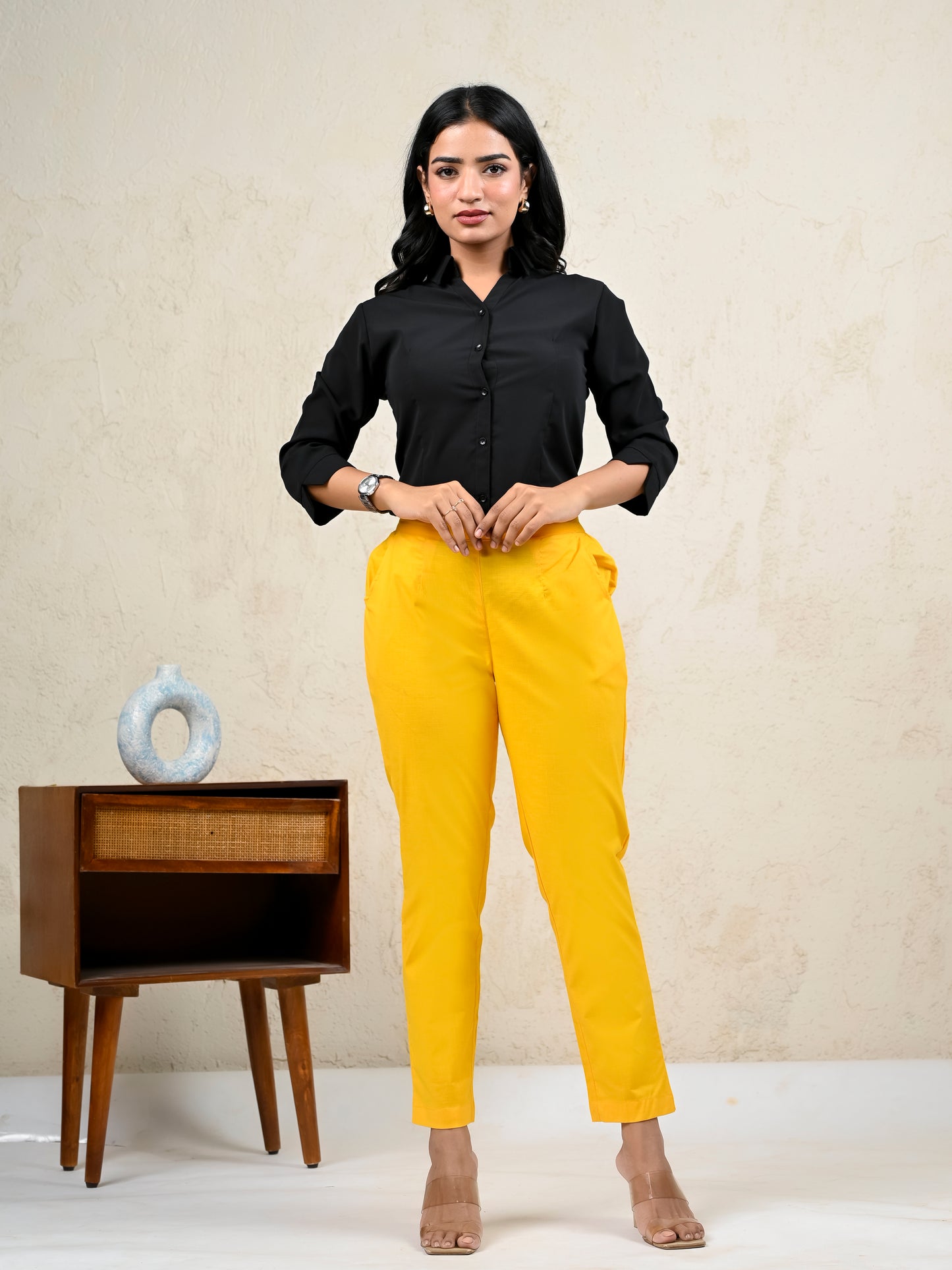 Yellow Office Formal Pants