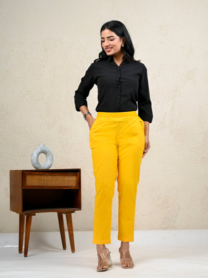 Yellow Office Formal Pants