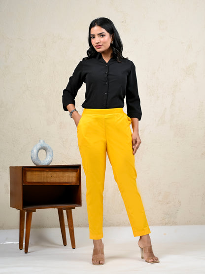 Yellow Office Formal Pants