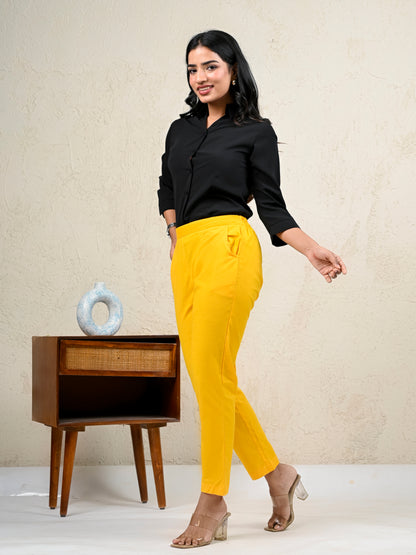 Yellow Office Formal Pants