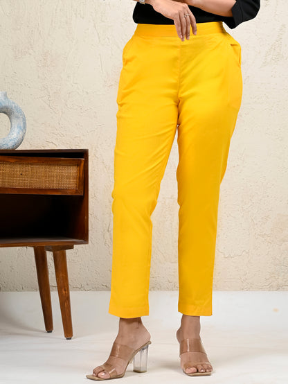 Yellow Office Formal Pants