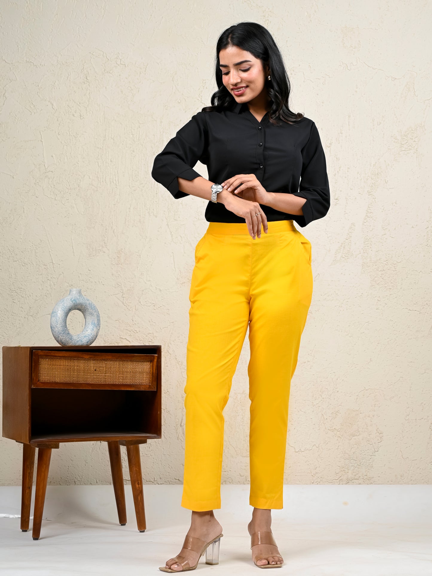 Yellow Office Formal Pants