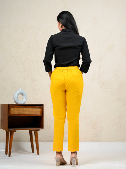 Yellow Office Formal Pants