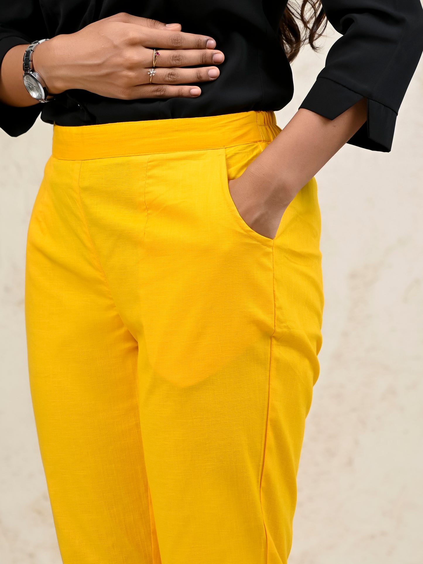 Yellow Office Formal Pants