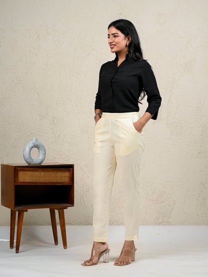 Cream Office Formal Pants