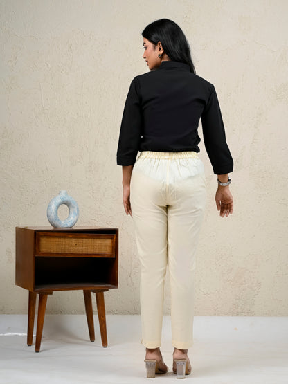 Cream Office Formal Pants