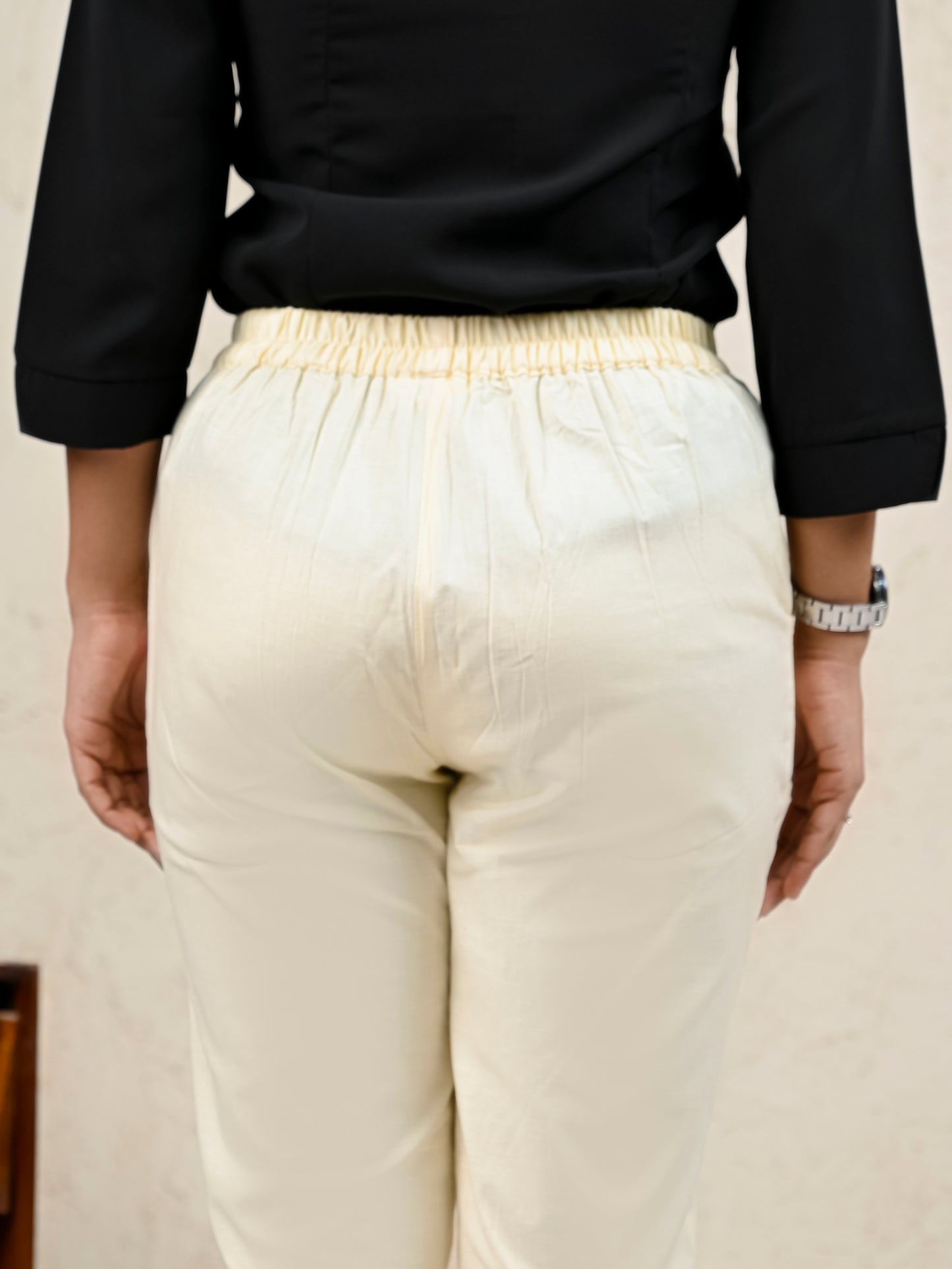 Cream Office Formal Pants