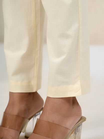 Cream Office Formal Pants