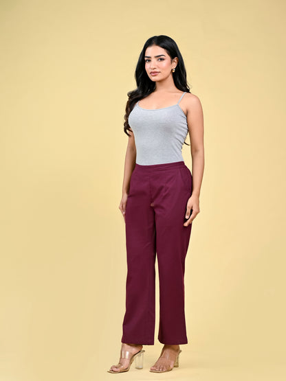 Wine Wide Leg Pants