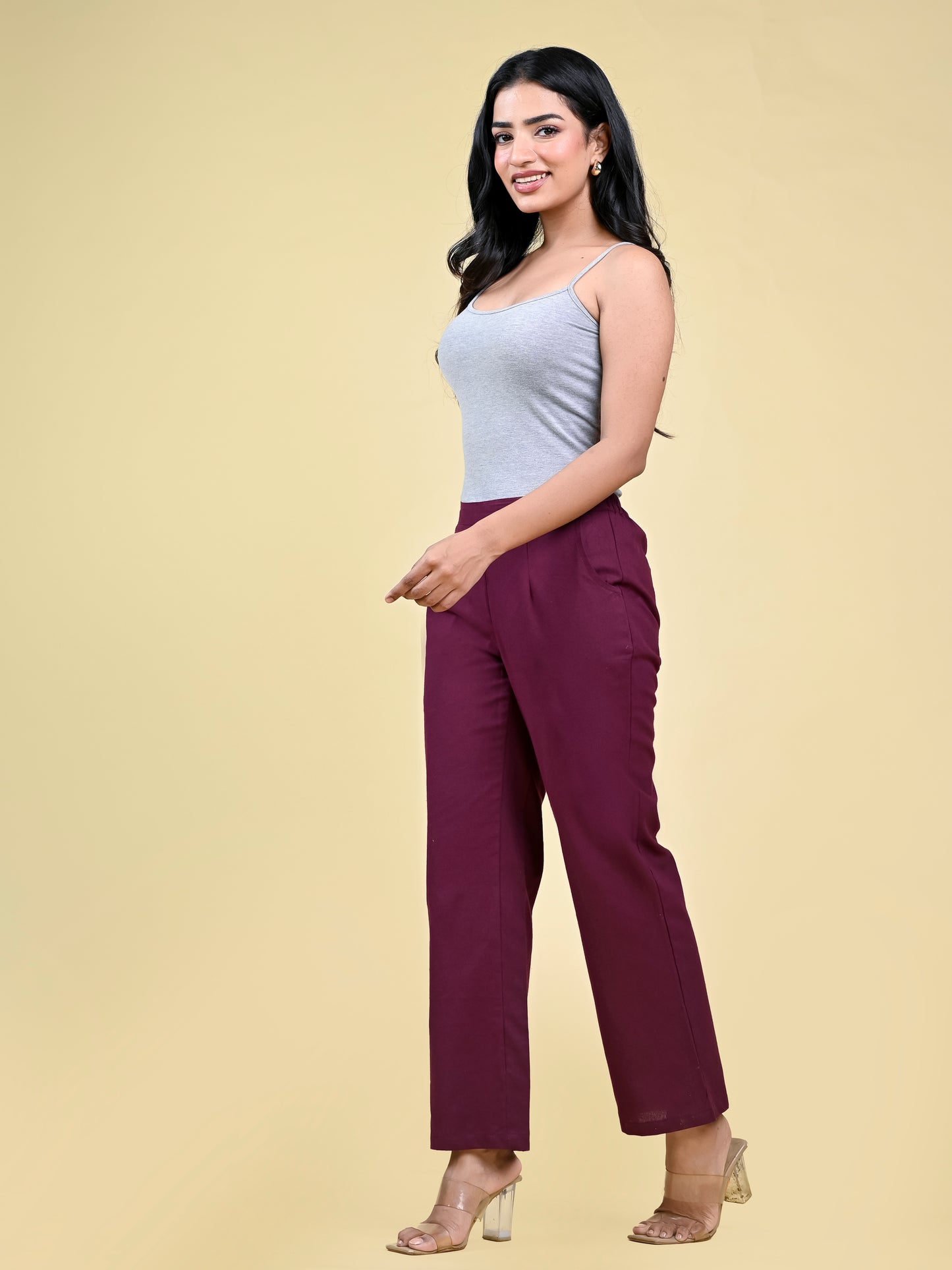 Wine Wide Leg Pants