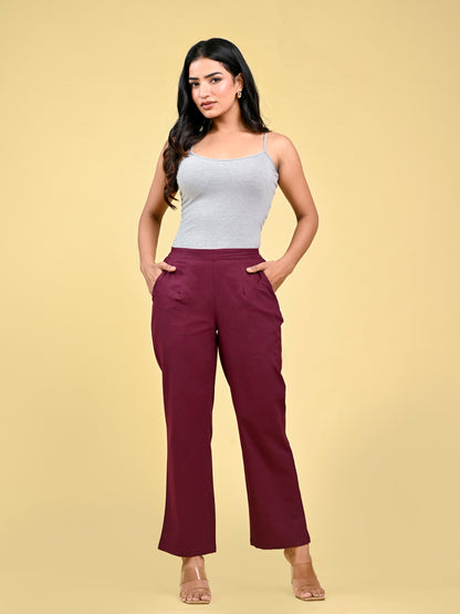 Wine Wide Leg Pants