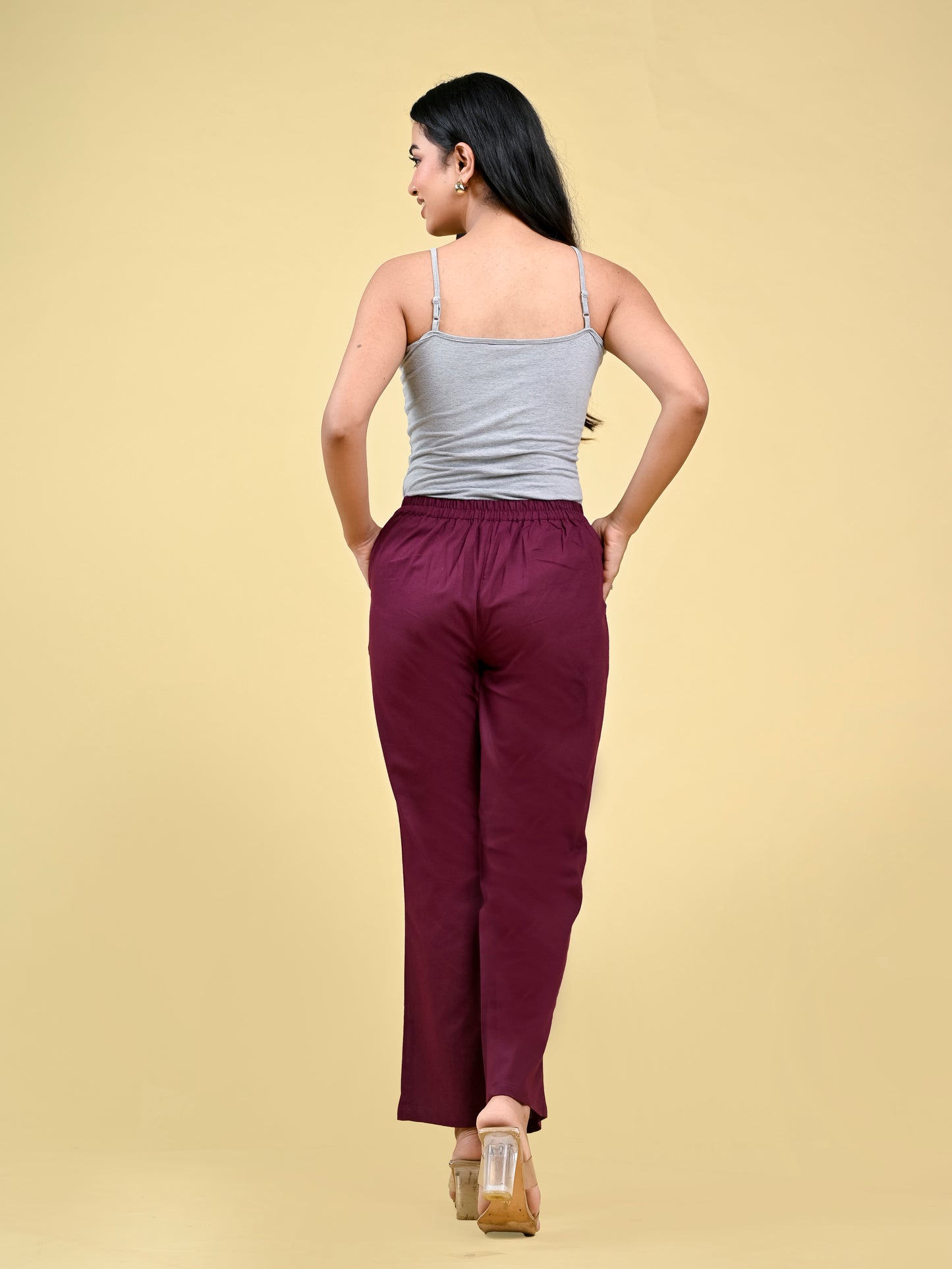 Wine Wide Leg Pants