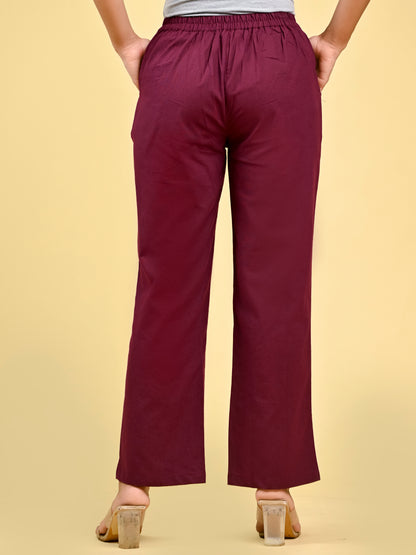 Wine Wide Leg Pants