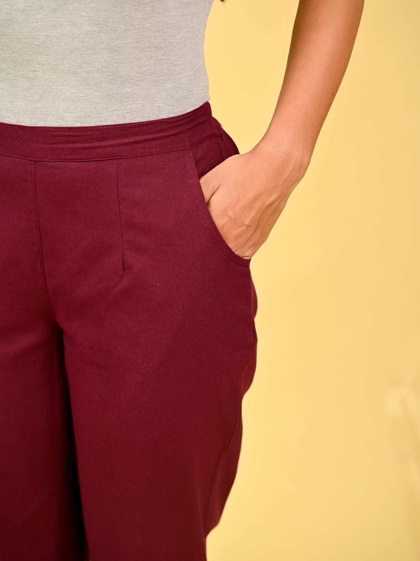 Wine Wide Leg Pants