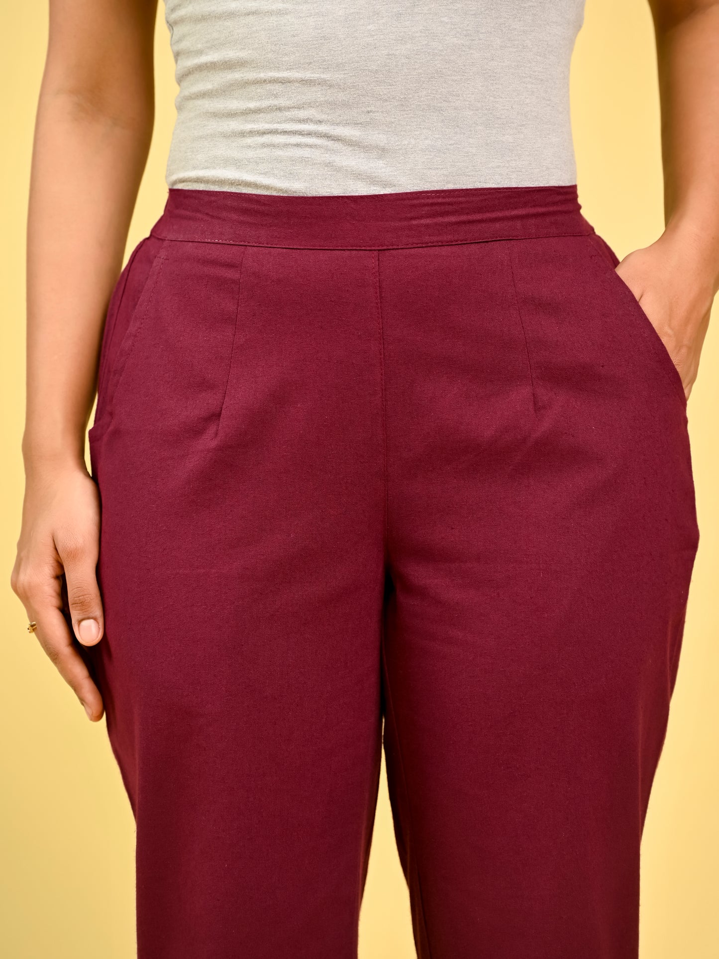 Wine Wide Leg Pants