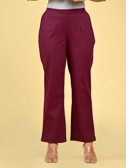 Wine Wide Leg Pants