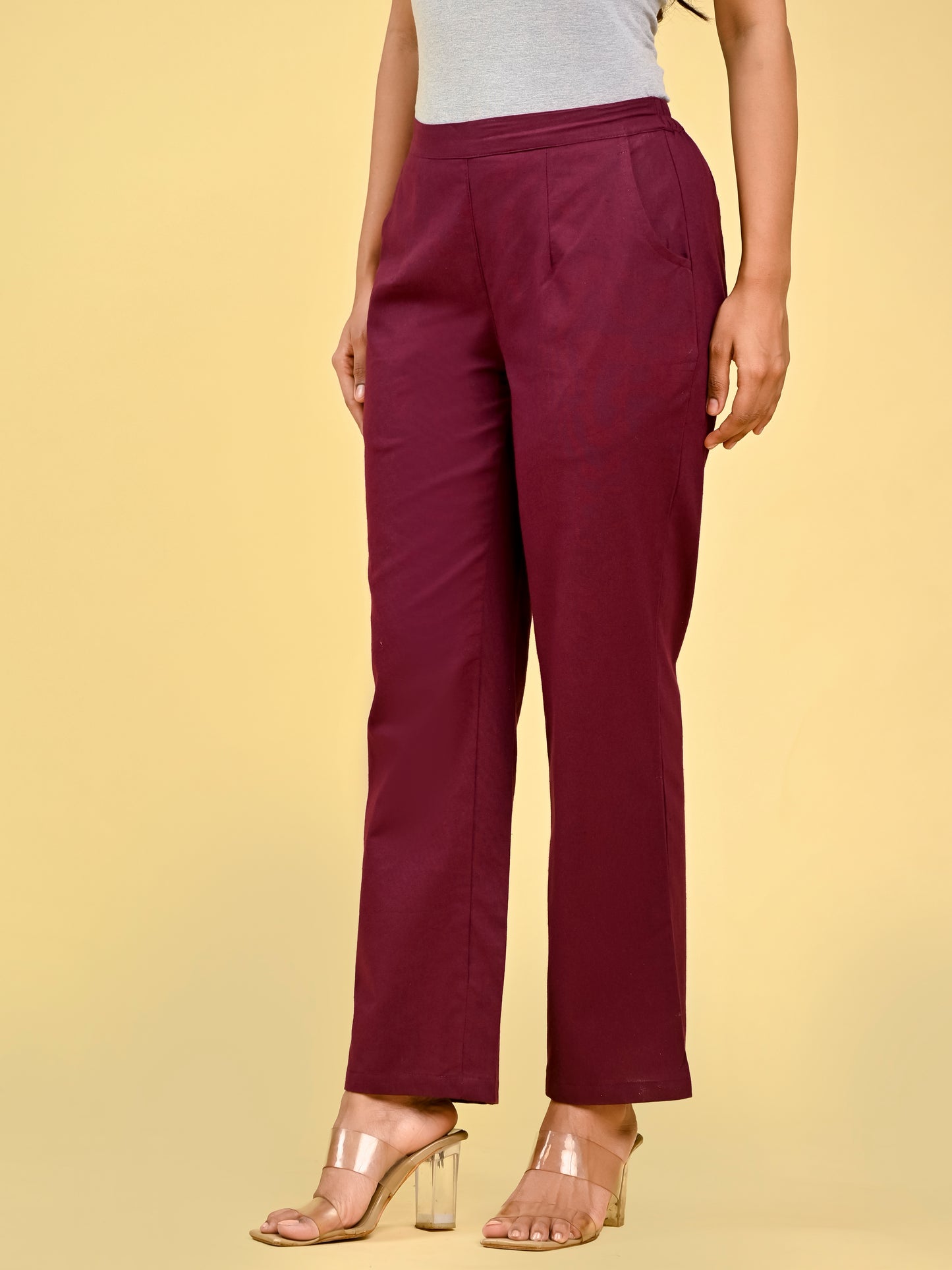 Wine Wide Leg Pants