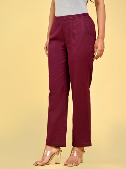 Wine Wide Leg Pants