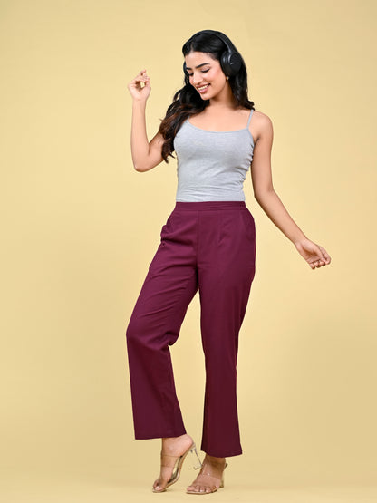 Wine Wide Leg Pants