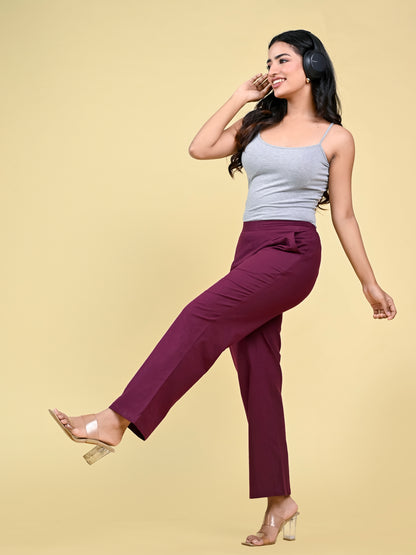 Wine Wide Leg Pants