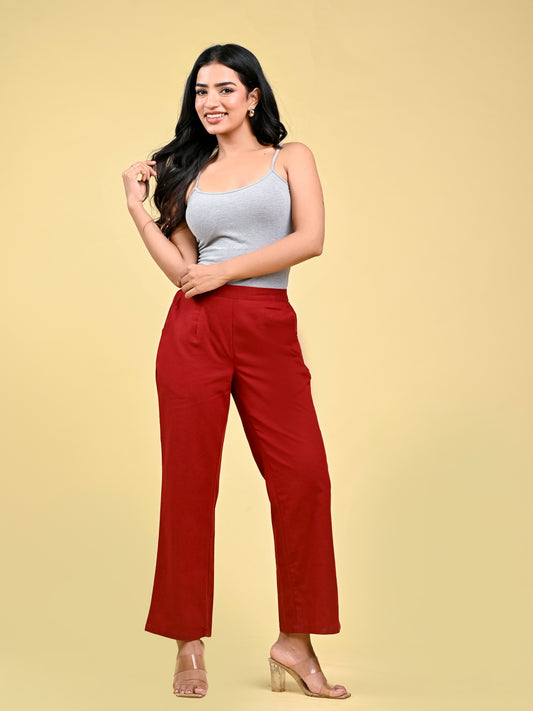 Maroon Wide Leg Pants