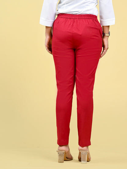 Red Office Formal Pants