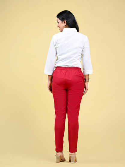 Red Office Formal Pants